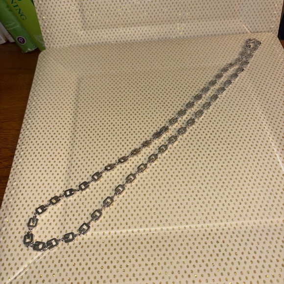 Givenchy G Logo Authentic Silver Fashion Necklace 15” France Signed - Picture 4 of 4